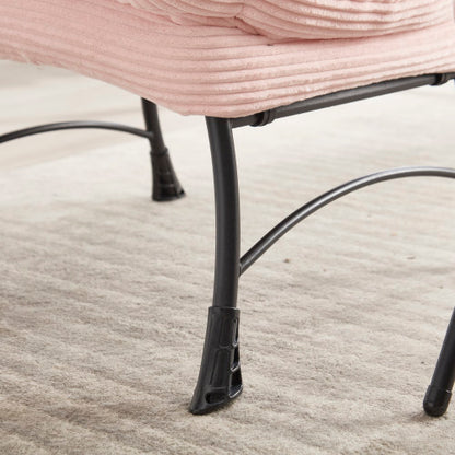 Lazy Chair with Ottoman, Modern Lounge Accent Chair with Armrests and a Side Pocket