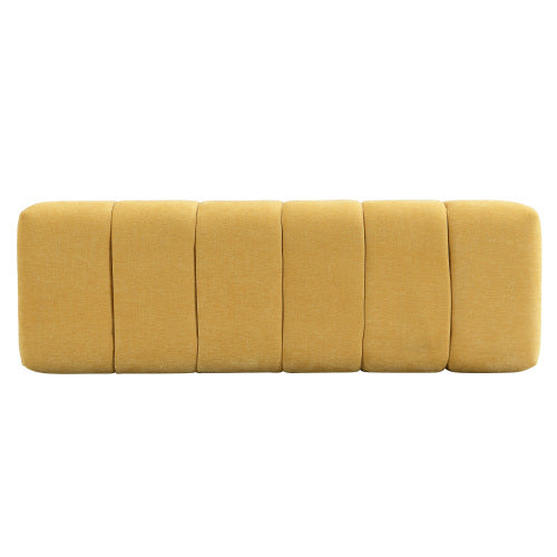 Upholstered Dining Bench for Dining Room, No-Assembly End of Bed Entryway Bench Ottoman for Bedroom Living Room, Yellow Chenille Fabric, 300 LBS Weight Capacity