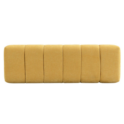 Upholstered Dining Bench for Dining Room, No-Assembly End of Bed Entryway Bench Ottoman for Bedroom Living Room, Yellow Chenille Fabric, 300 LBS Weight Capacity