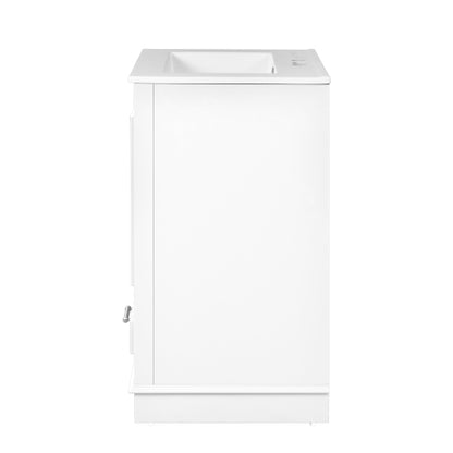 24'' Bathroom Vanity with Ceramic Sink Combo, Modern Freestanding Storage Cabinet with Silver Handles, Soft Closing Doors