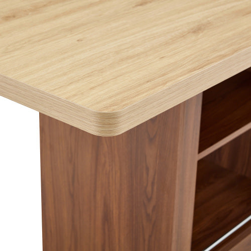 Expandable MDF Dining Table with Storage, Walnut Finish