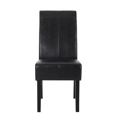 T-Stitch PU Leather Dining Side Chairs, Set of 2, Black