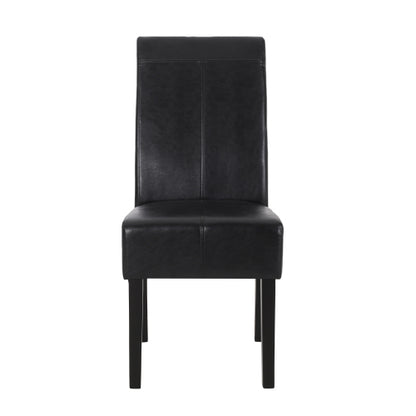 T-Stitch PU Leather Dining Side Chairs, Set of 2, Black