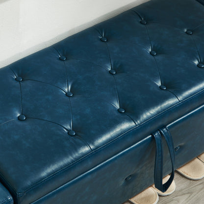 48'' Storage Ottoman Bench Tufted Faux Leather Upholstered Bench with Storage