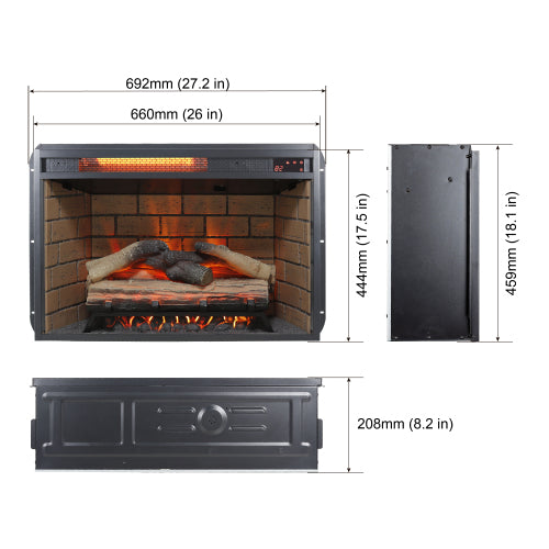 60 Inch Electric Fireplace Entertainment Center With Door Sensor-Reclaimed Barnwood Color