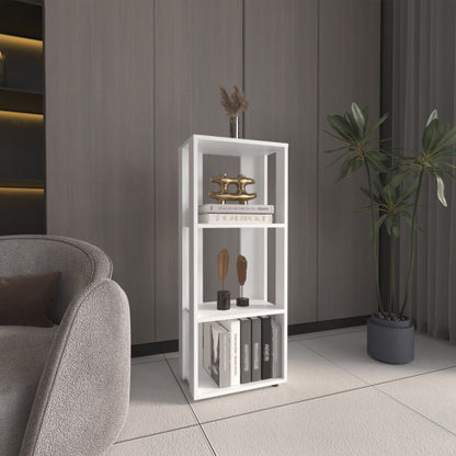 39 Inch Compact Four-Tier White Bookcase Small Space Household Storage Shelf