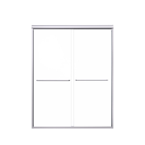 56"-60"W*72" H Semi-Frameless Double Sliding Shower Door, Bypass Shower Door, 1/4" (6mm) Thick SGCC Tempered Glass Door, Chrome