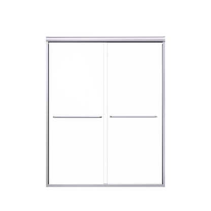 56"-60"W*72" H Semi-Frameless Double Sliding Shower Door, Bypass Shower Door, 1/4" (6mm) Thick SGCC Tempered Glass Door, Chrome