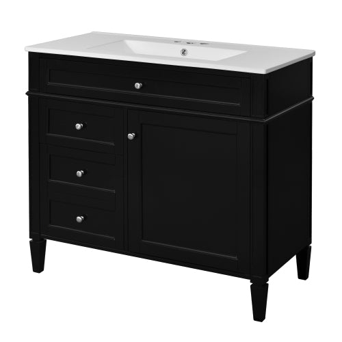 36'' Bathroom Vanity with Top Sink, Modern Bathroom Storage Cabinet with 2 Drawers and a Tip-out Drawer, Single Sink Bathroom Vanity