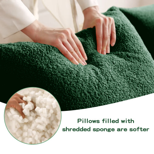 Green Boneless Modular Teddy Fabric Sofa No-Assembly 32D High-Density Sponge Non-Slip Base