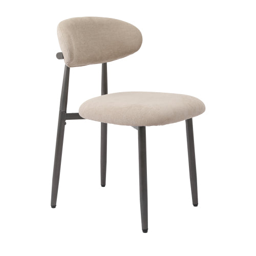 Modern Fabric Upholstered Metal Dining Side Chairs with Foot Pegs, Set of 2, Camel