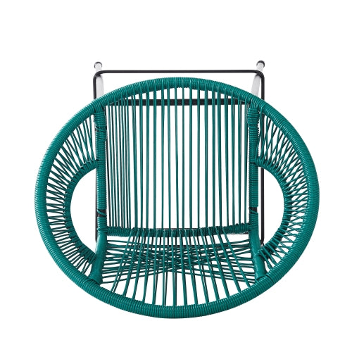 Ferrara Outdoor Patio Teal Faux Wicker Barstool, Set of 2