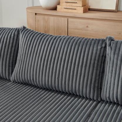 Gray Compressed Corduroy Compact Modular Minimalist Sectional Sofa