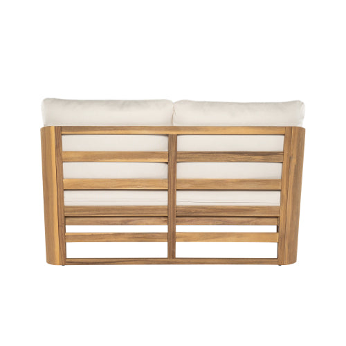 Royal Acacia Wood Loveseat and Coffee Table Set, Beige