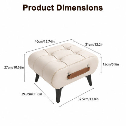 Square Faux Leather Tufted Storage Ottoman with Handles & Metal Legs, Multi-Purpose Footrest for Small Space Homes