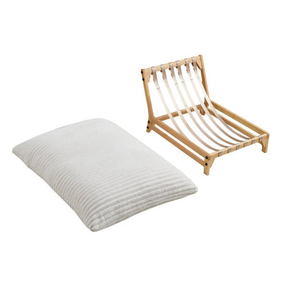 Off-White Armless Corduroy Accent Single Lazy Sofa Chair with Backrest