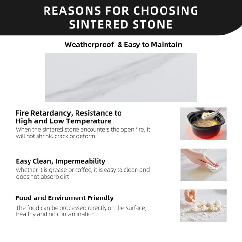 Outdoor Modern Patio 35.5"x71" Aluminum Dining Table, Greek White Marble-Inspired Sintered Stone Top, Ember Black Finish, Post Tapered Legs-Seats Six, Weatherproof & Rust-Free