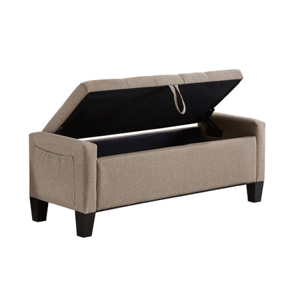 Ottoman with Storage, Storage Ottoman Bench with Safety Hinge 350 lbs Weight, Upholstered Entryway Bench with Seating for Bedroom, Living Room - LINEN
