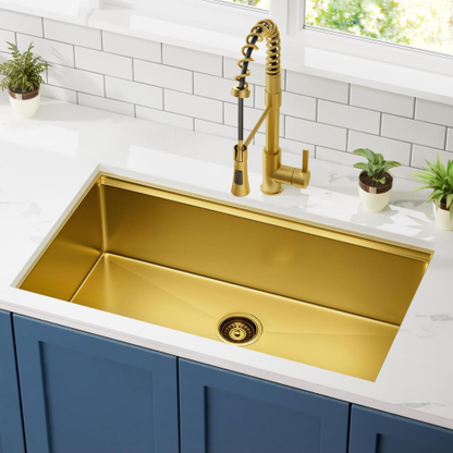 32 Gold Undermount Workstation Kitchen Sink-32 x 19 Inch 16 Gauge Stainless Steel Undermount Kitchen Sink