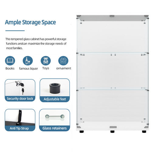 Tempered Glass Display Cabinet with LED Lighting
