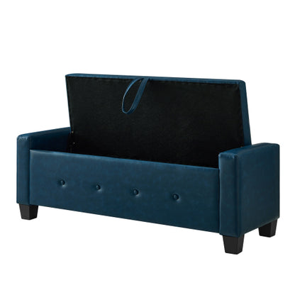 48'' Storage Ottoman Bench Tufted Faux Leather Upholstered Bench with Storage