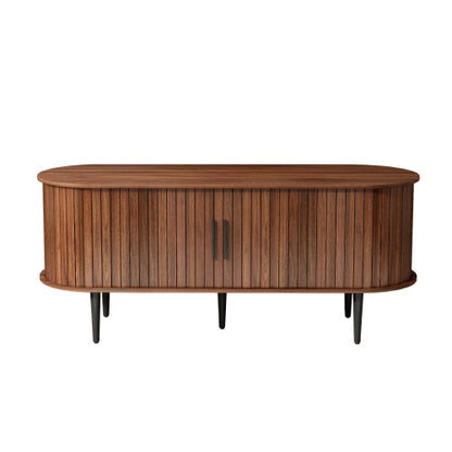 Walnut Modern Sliding Door TV Stand 47 Inch Living Room Entertainment Console Table