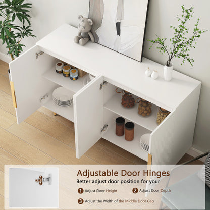 White Fluted Panel Sideboard Buffet Cabinet Adjustable Shelf Home Accent Storage Cabinet