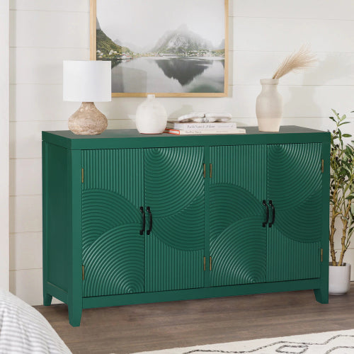 Green Mid Century Accent Cabinet with 4 Doors