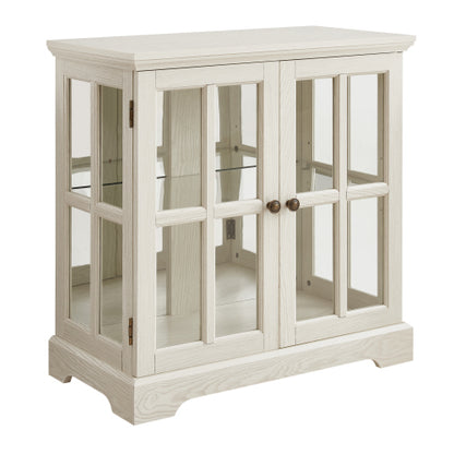 White Retro 7-Color Bluetooth LED Lattice Glass Display Cabinet