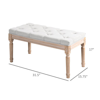 32inch  End of Bed Bench, Upholstered Bedroom Bench, Cream White