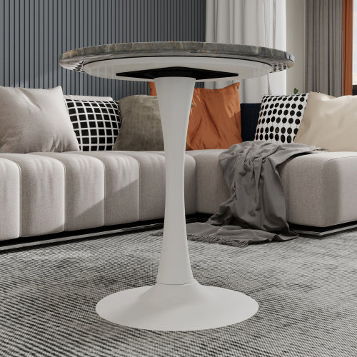 27.6inch  Round Dark Gray Marble Vein Coffee Table