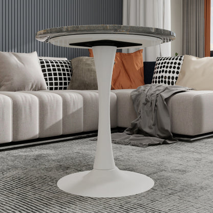 27.6inch  Round Dark Gray Marble Vein Coffee Table