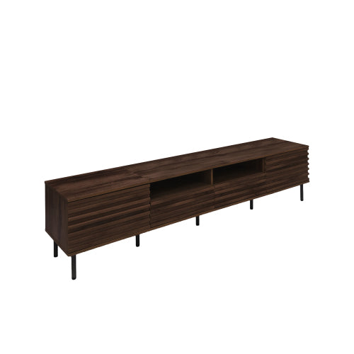 78.7 inch Dark Brown Slatted TV Stand Heavy Iron Leg Entertainment Center Max 85 Inch TV