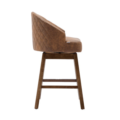 Rotating bar chair, counter height bar chair with backrest, leather rotating kitchen stool with wooden legs and footrest, soft cushion bar  chair, kitchen island