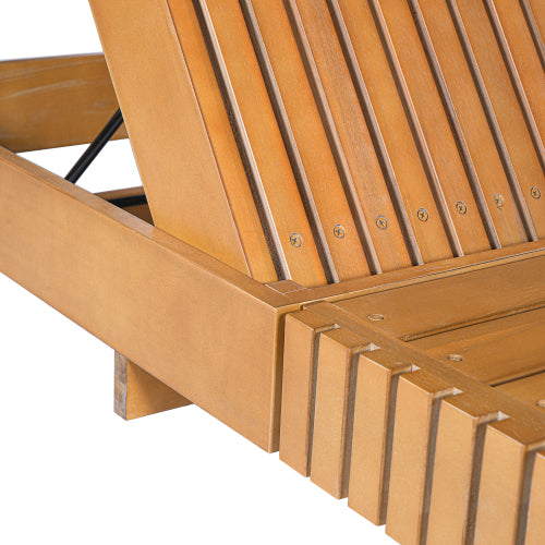 Outdoor Chaise Lounge Chair with 6-Position Adjustable Backrest,Acacia solid wood,Copper Teak Color