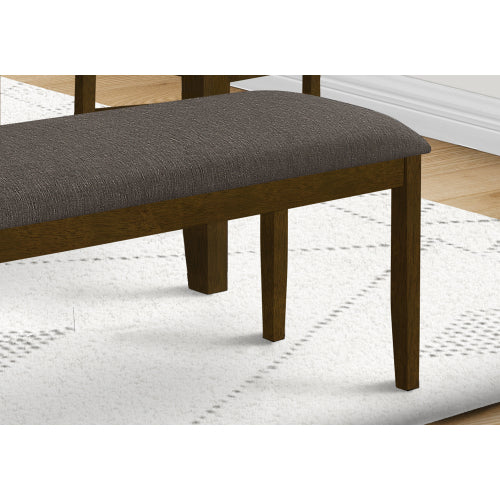 Bench, 44inch  Rectangular, Upholstered, Wood, Dining Room, Kitchen, Entryway, Brown Solid Wood, Brown Fabric, Transitional