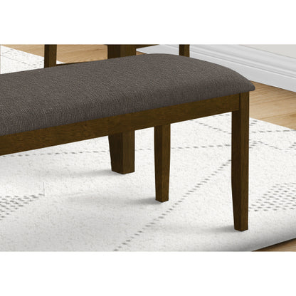 Bench, 44inch  Rectangular, Upholstered, Wood, Dining Room, Kitchen, Entryway, Brown Solid Wood, Brown Fabric, Transitional