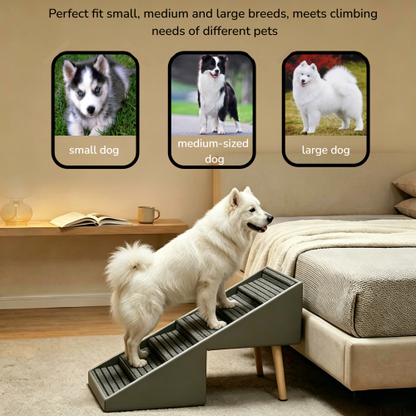 Grey 2-in-1 Foldable Pet Stairs Ottoman, 6 Steps Dog Ramp 25.2 inch, Converts to Footrest for Large & Small Dogs