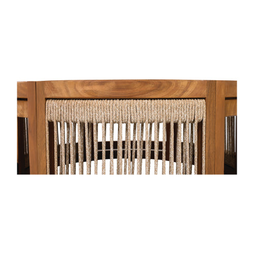 27.95" Acacia Wood Outdoor Coffee Table - Handwoven Rope Accent Boho Patio Table with All-Weather Durability