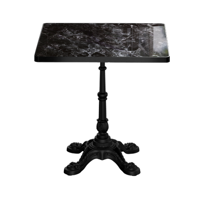 Marble-Look Sintered Stone Square Table - Heavy-Duty Cast Iron Base for Bistro, Cafe, Bar & Home Use