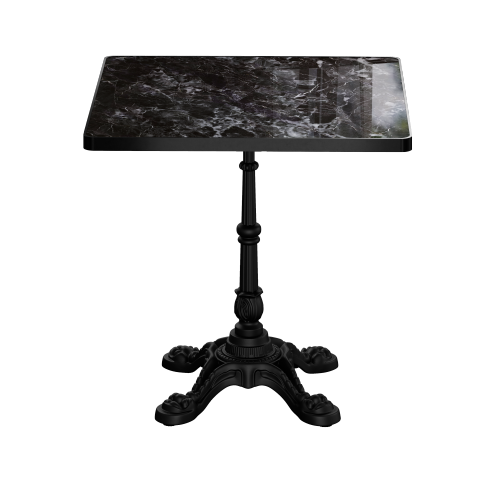 Marble-Look Sintered Stone Square Table - Heavy-Duty Cast Iron Base for Bistro, Cafe, Bar & Home Use