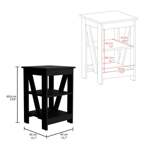 3-Tier End Table with Open Storage Shelves, Modern Side Table Nightstand for Living Room Bedroom Small Space