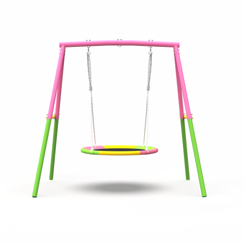 Flying Saucer Swing Set with Heavy Duty A-Frame Metal Swing Stand, Full Steel, Outdoor for Kids, Backyard, Playground, Outdoor