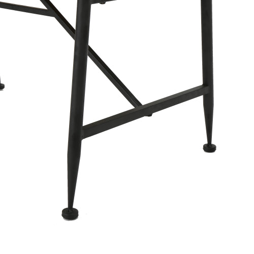 Rectangle Outdoor Coffee Table with Angled Tubular Legs and Wood Top, Black