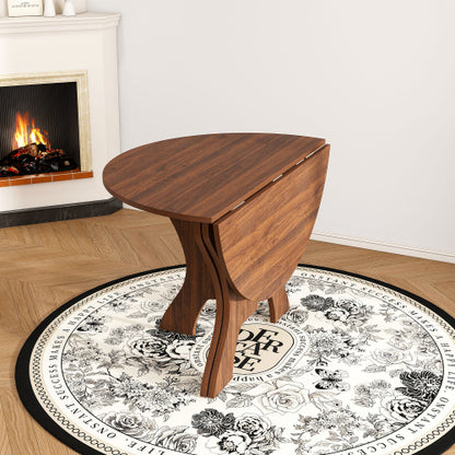 43 in Folding Dining Table for Small Spaces, MDF Table with Walnut Veneer, Space Saving Foldable Kitchen Table for Indoor and Outdoor Use