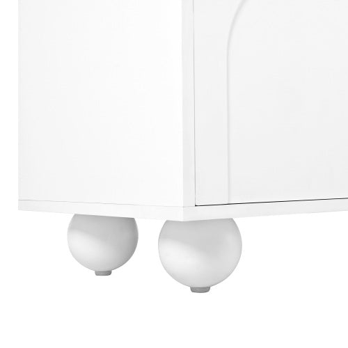 Cream TV Stand with Arched Doors and Drawers White Entertainment Center