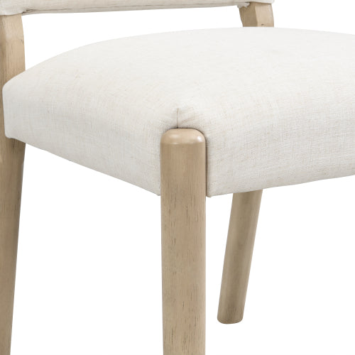 Armless Upholstered Rubberwood Dining Chairs, Set of 2, Beige/Light Ash