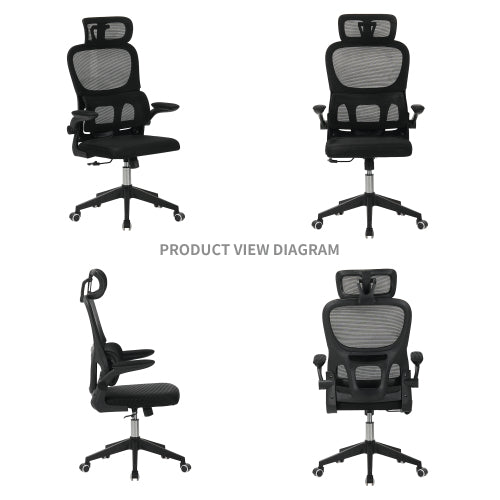 High Back Ergonomic Office Chair, Big and Tall Mesh Desk Chair with Wheels, Tilt Function, 3D Headrest, Lumbar Support, Swivel Rolling Computer Chair for Task, Home Office, Black