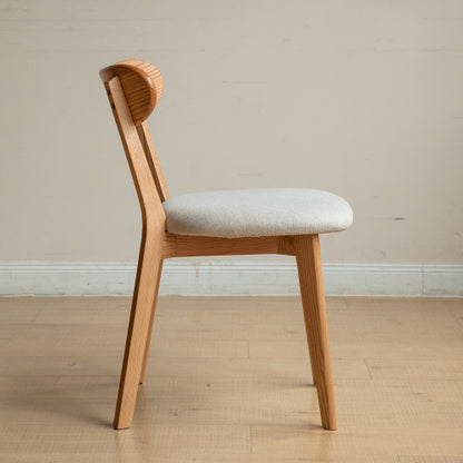 Set of 2 Natural FAS Grade Oak Upholstered Dining Chairs, Removable Washable Cushion 47.5¡Á55.5¡Á78cm
