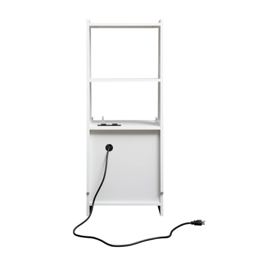 White 2 Pack Smart Nightstand, Voice Control Night Light & Charging Station with Lockable Cabinet